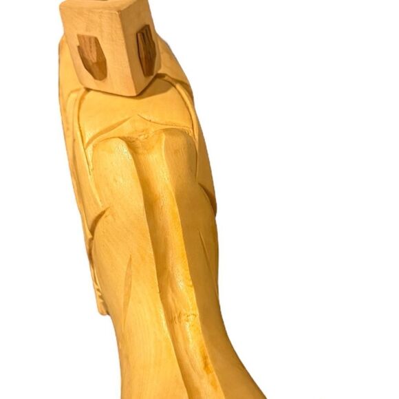 Handcarved Wooden Monk Statue - Natural Wood Finish - Picture 4 of 8